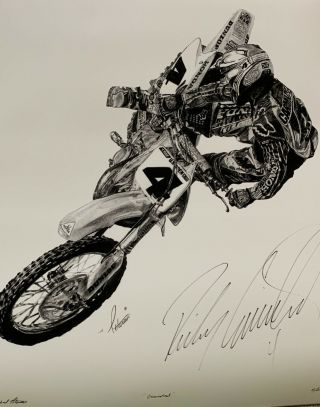 Ricky Carmichael Autographed Michael Petersen Collectible Motocross Print 24x 32