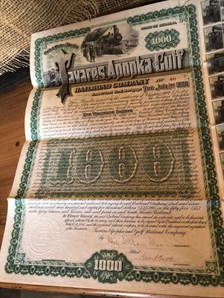 1890 Tavares,  Apopka & Gulf Railroad Company - $1,  000 Bond Jacksonville Florida