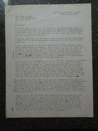 Robert Stroud - Birdman Of Acatraz - Signed & Annotated Letter,  Bird Content.