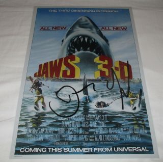 Dennis Quaid Signed Jaws 3 - D 12x18 Movie Poster