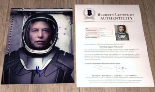 Elon Musk Signed Autograph Tesla Spacex 8x10 Photo W/exact Proof Beckett Bas Loa