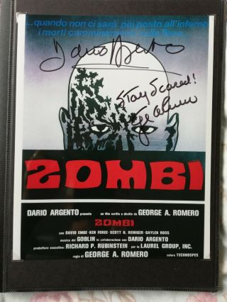 Dario Argento & George Romero Signed Autograph Dawn Of The Dead Holographic