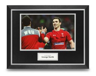George North Signed Photo Framed 16x12 Wales Rugby Autograph Memorabilia,