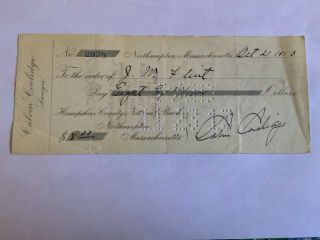 1913 President Calvin Coolidge Signed Autographed Check