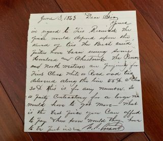 1863 President Ulysses S.  Grant Signed Letter Civil War