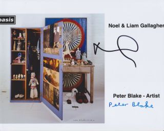 Noel Gallagher & Peter Blake Hand Signed 8x10 Photo Sgt Peppers,  Beatles Oasis
