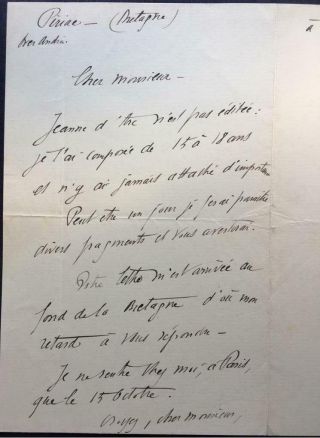 Jean Hure,  French Organist & Composer,  Signed Letter,  1906