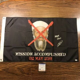 Robert O’neill Signed Auto Osama Bin Laden Mission Accomplished Flag - Psa Itp