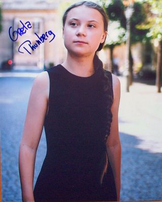 Greta Thunberg: Swedish Environment Activist.  Hand Signed 8 X 10 Photo With
