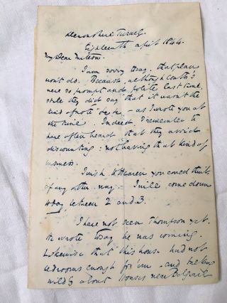 Charles Dickens 1812 - 1870 Autograph Letter Signed Cd Dated April 1844