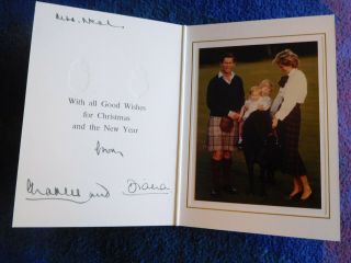 Prince Charles And Princess Diana - Lovely 1985 Hand Signed Christmas Card