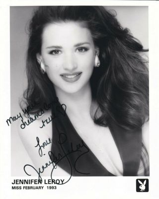 Jennifer Leroy Signed Headshot Promo Playboy Playmate Autographed 02/1993