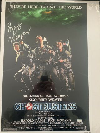 Sigourney Weaver Signed Ghostbusters Poster.  Celebrity Authentics