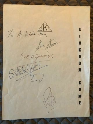 The Kinks Band Members Signed 8x10 Album Page