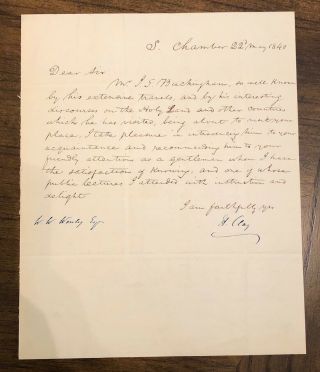 Henry Clay Autographed Letter From Senate Chamber May 1840 Great Signature
