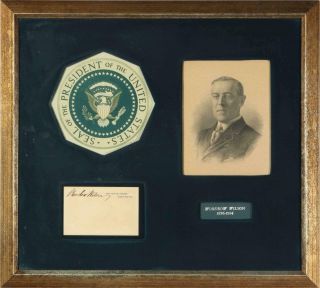 President Woodrow Wilson Signed Autographed White House Card Framed Jsa Loa
