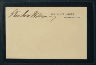 President Woodrow Wilson Signed Autographed White House Card Framed JSA LOA 3
