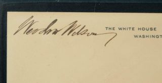 President Woodrow Wilson Signed Autographed White House Card Framed JSA LOA 4