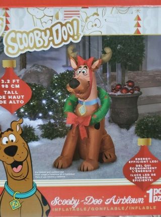 Gemmy 3.  5ft Scooby Doo As Reindeer Christmas Inflatable