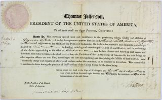 Thomas Jefferson & James Madison Signed 9.  25x15 1802 Military Appointment Bas