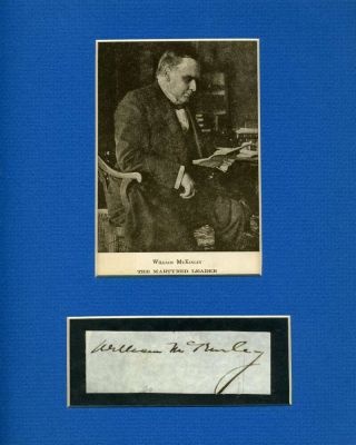 William Mckinley Jsa Hand Signed Matted Cut With Photo Autograph