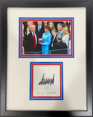 President Donald Trump Signed Bookplate 11x14 Framed Display Jsa Loa Authentic