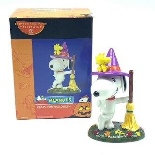 Snoopy Figurine Peanuts Gang Department 56 Halloween Woodstock Witch Ready Broom