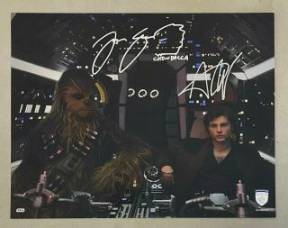 Alden Ehrenreich & Joonas Suotamo Signed 11x14 Solo Star Wars Photo Official Pix