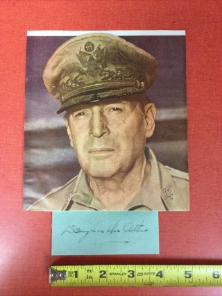 General Douglas Macarthur Autograph Signed Cut World War Ii