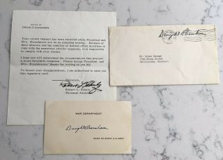 Signed President Dwight D.  Eisenhower Autograph Signed Signature Card W/ Note
