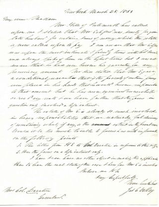 Zoologist James Dekay Autograph Letter Signed 1833 Regarding Settling Estate