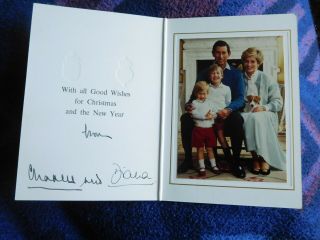 Prince Charles And Princess Diana - Lovely 1986 Hand Signed Christmas Card