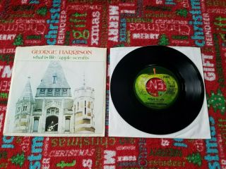The Beatles George Harrison Apple 45 Record What Is Life 1972 Picture Sleeve