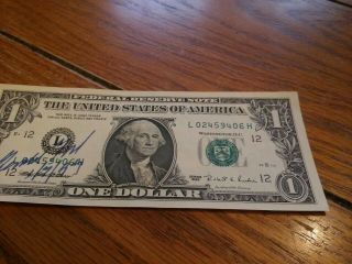 President Gerald Ford Signed 1995 $1.  00 Bill W/ Inscribed Date Rare Auto
