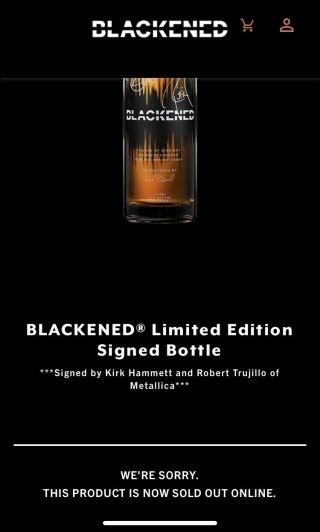 Metallica Blackened Whiskey Bottle Signed By Kirk & Robert (Empty Bottle) 3