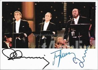 Three Tenors Placido Domingo,  Jose Carreras,  Luciano Pavarotti Signed Photo