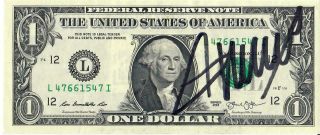 Donald Trump Autographed One Dollar Bill Signed And