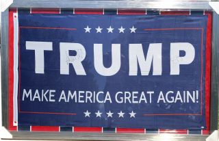 President DONALD TRUMP & MIKE PENCE Signed Autographed Campaign Flag BECKETT BAS 2