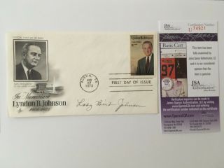 Lady Bird Johnson Signed Autographed First Day Cover Jsa Certified