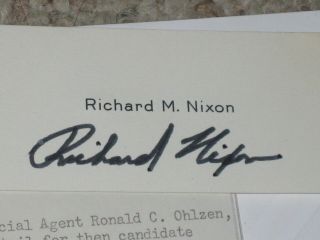 Richard Nixon 37th Us President Signed Card Autographed (1968)