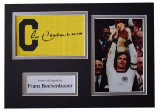 Franz Beckenbauer Signed Captains Armband A4 Photo Display Germany Football