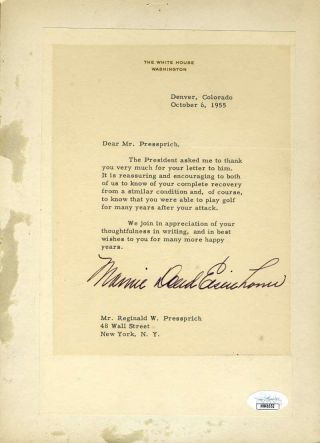 Mamie Eisenhower Jsa Signed 1955 Letter Autograph