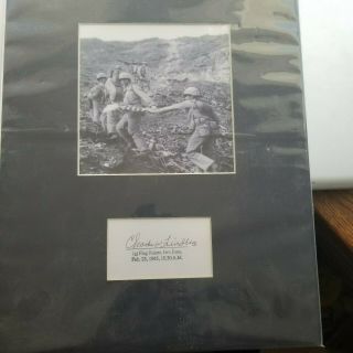Charles W.  Lindberg - Wwii,  Battle Of Iwo Jima - Signed 6x6 " Photograph,  Certif