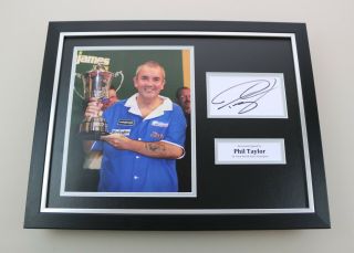 Phil Taylor Signed Photo Framed 16x12 Darts Memorabilia Autograph Display