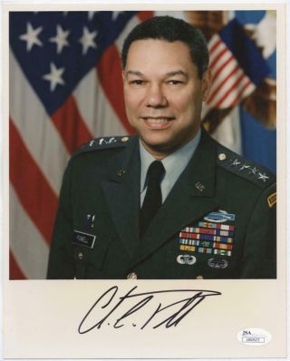 Usa General Colin Powell Signed Autographed 8x10 Photo Jsa Desert Storm Bush