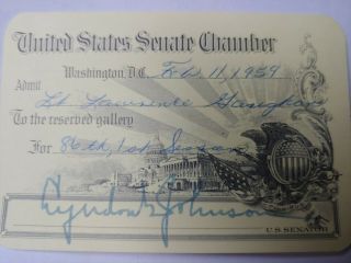 Lyndon Johnson Signed U.  S.  Senate Pass (a Piece Of History)