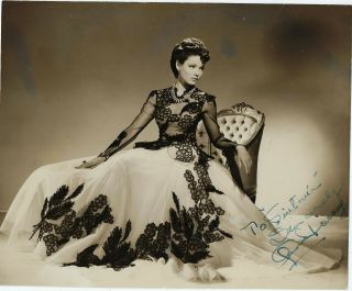 American Beauty,  Actress Gene Tierney,  Autographed Vintage Studio Fashion Photo