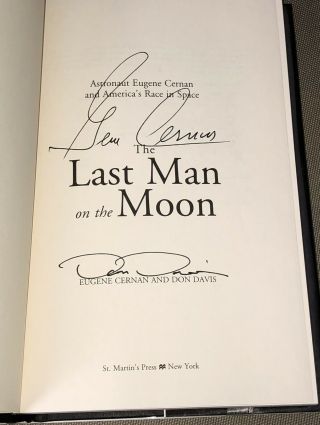 Gene Cernan Hand Signed Last Man On The Moon Book Apollo 17 Astronaut 1st Ed