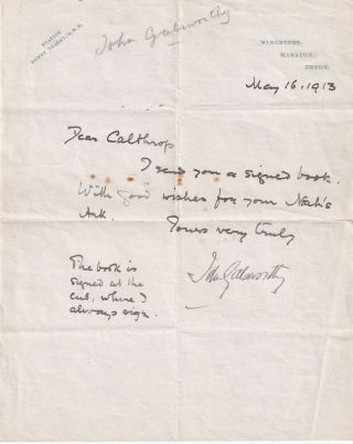 John Galsworthy – English Novelist – Nobel Prize – Authentic Signature