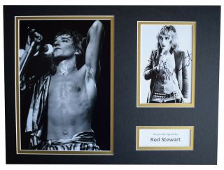 Rod Stewart Signed Autograph 16x12 Photo Mount Display Faces Music Aftal